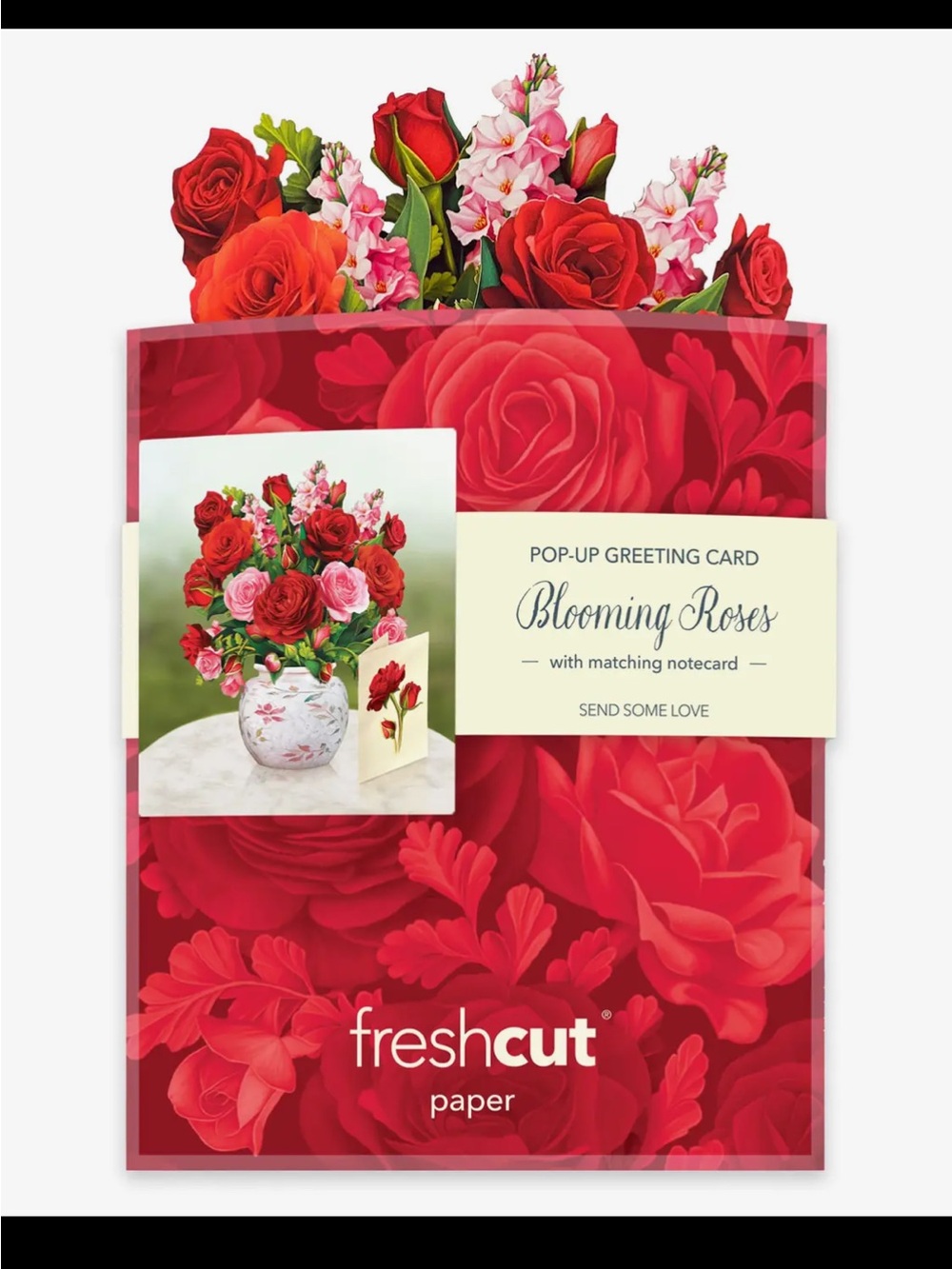 fresh Blooming Roses Pop-Up Greeting Card - Red
